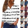 Women's T Shirt Tee Print Button  3/4 Sleeve Daily Weekend Fashion Basic V- Neck Regular Top