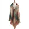 Autumn and Winter Women's Two-color Cross-striped Shawl, Plaid Multi-color Shawl, Student Scarf, Imitation Cashmere Fringed Dual-purpose