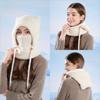 Fluffy Balaclava Hat Korean Style Hooded Cap Cute Knitted Hat  for Women