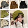 Утолщенные вязаные шапки однотонные зимние теплые шапки из шерсти холодная шапка осень/зима