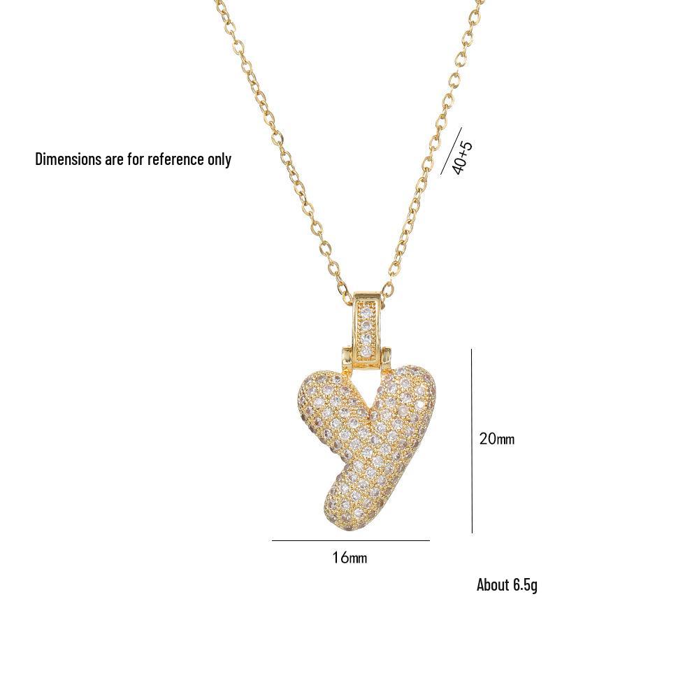 Женское ожерелье в европейском и американском стиле из меди и циркония с инициалом - Модная ключичная цепочка