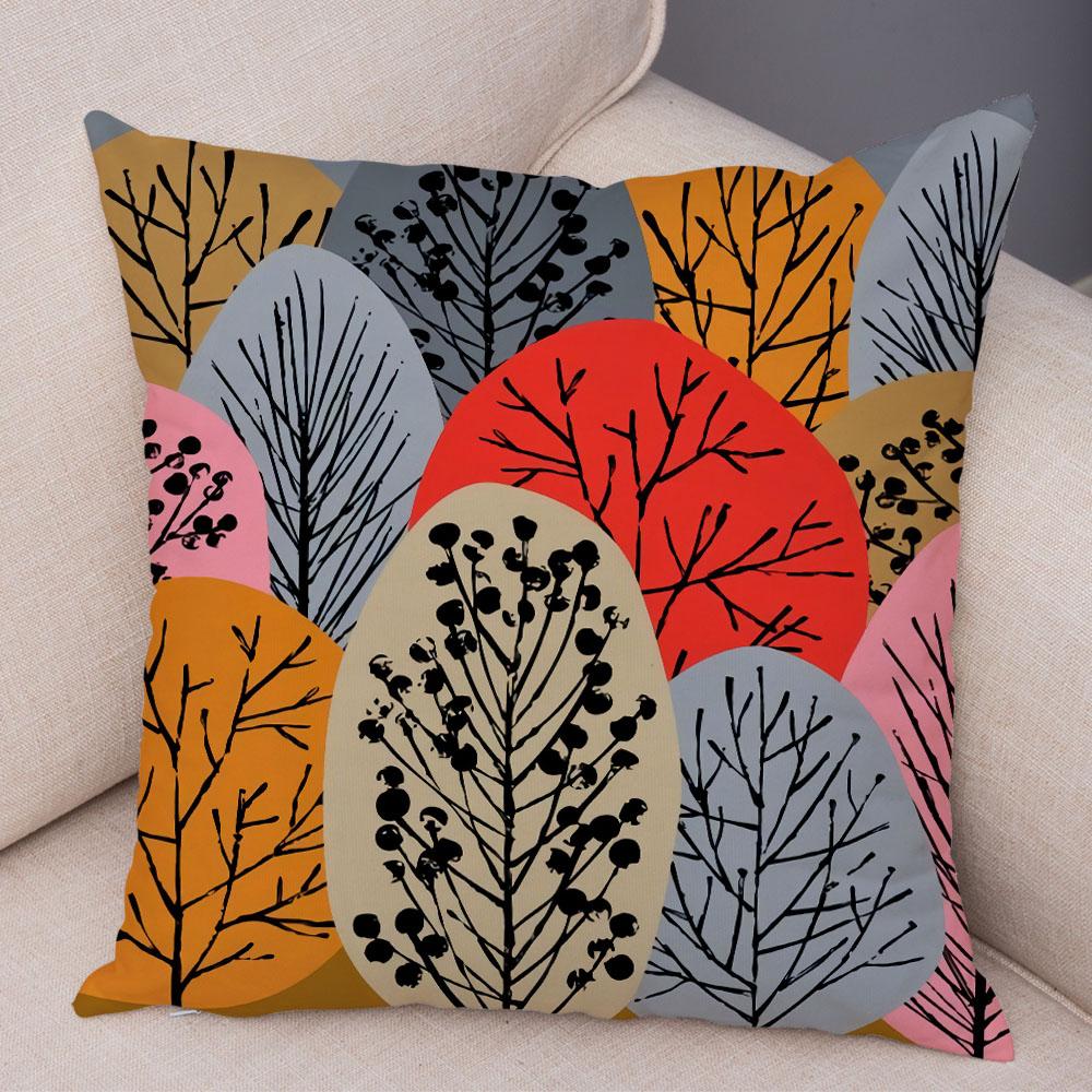 Абстрактное искусство, декоративная наволочка с геометрическим растением, деревом, цветком, диван, домашняя автомобильная наволочка