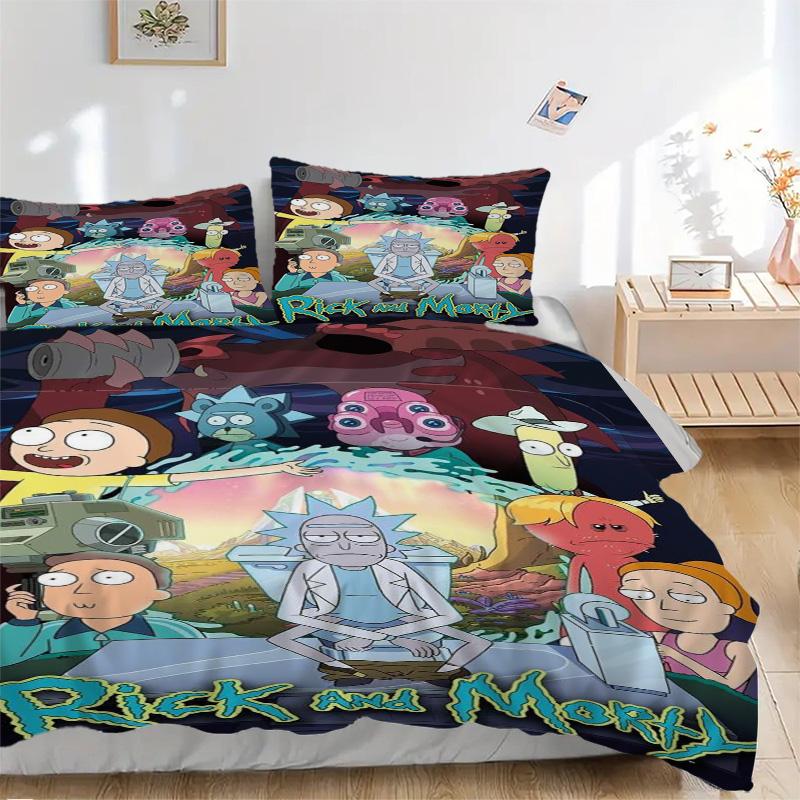 Rick Morty Adventure Print 3Pcs Bedding Setduvet Cover With 2 Bedropillowcase Home Birthday Gift