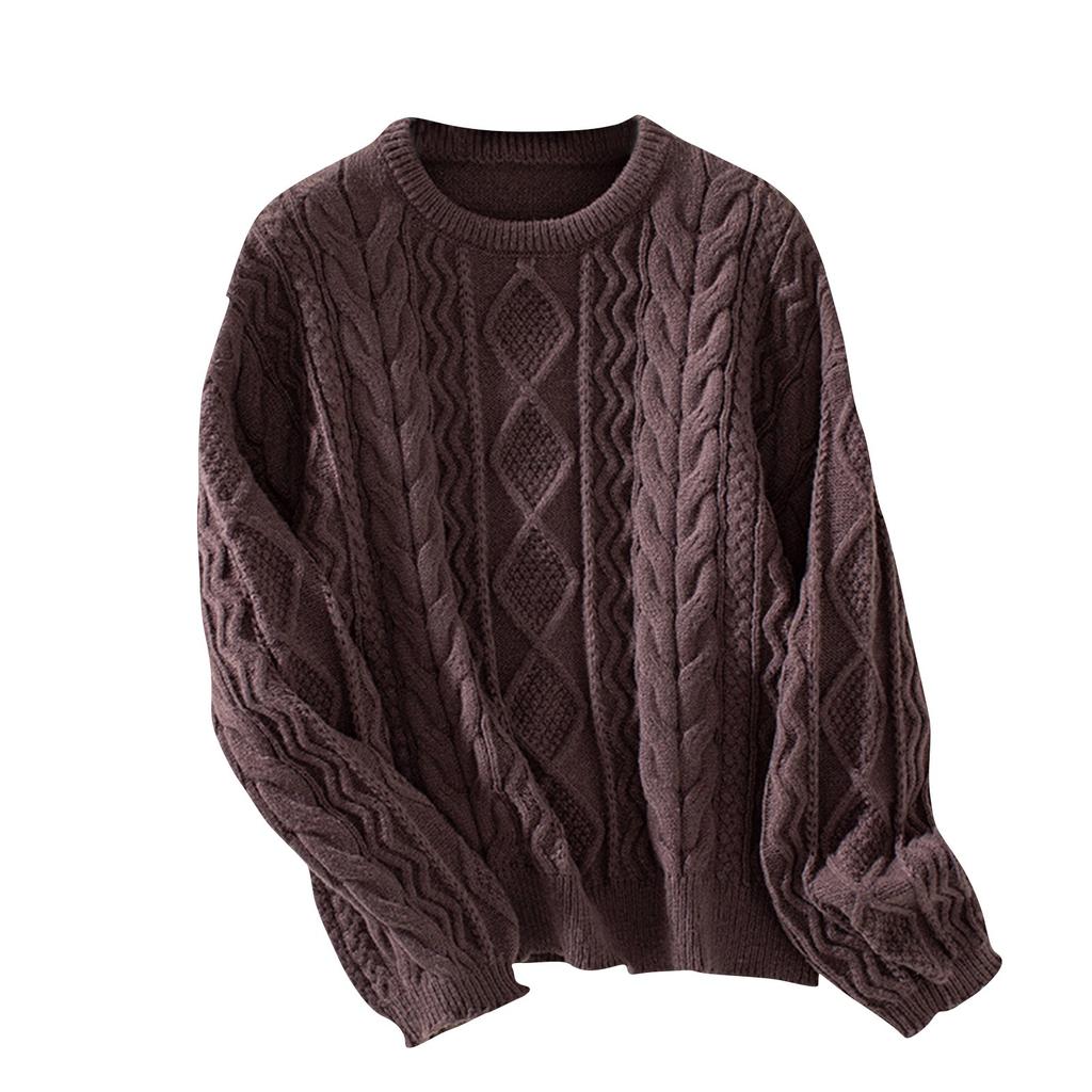 Women's Knitted Sweaters Crewneck Long Sleeve Oversized Pullover Vintage Fall Winter Knitwear