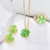 Rotatable Green Four-Leaf Clover Necklace Women'S Light Luxury Simple Versatile Opal Love Set