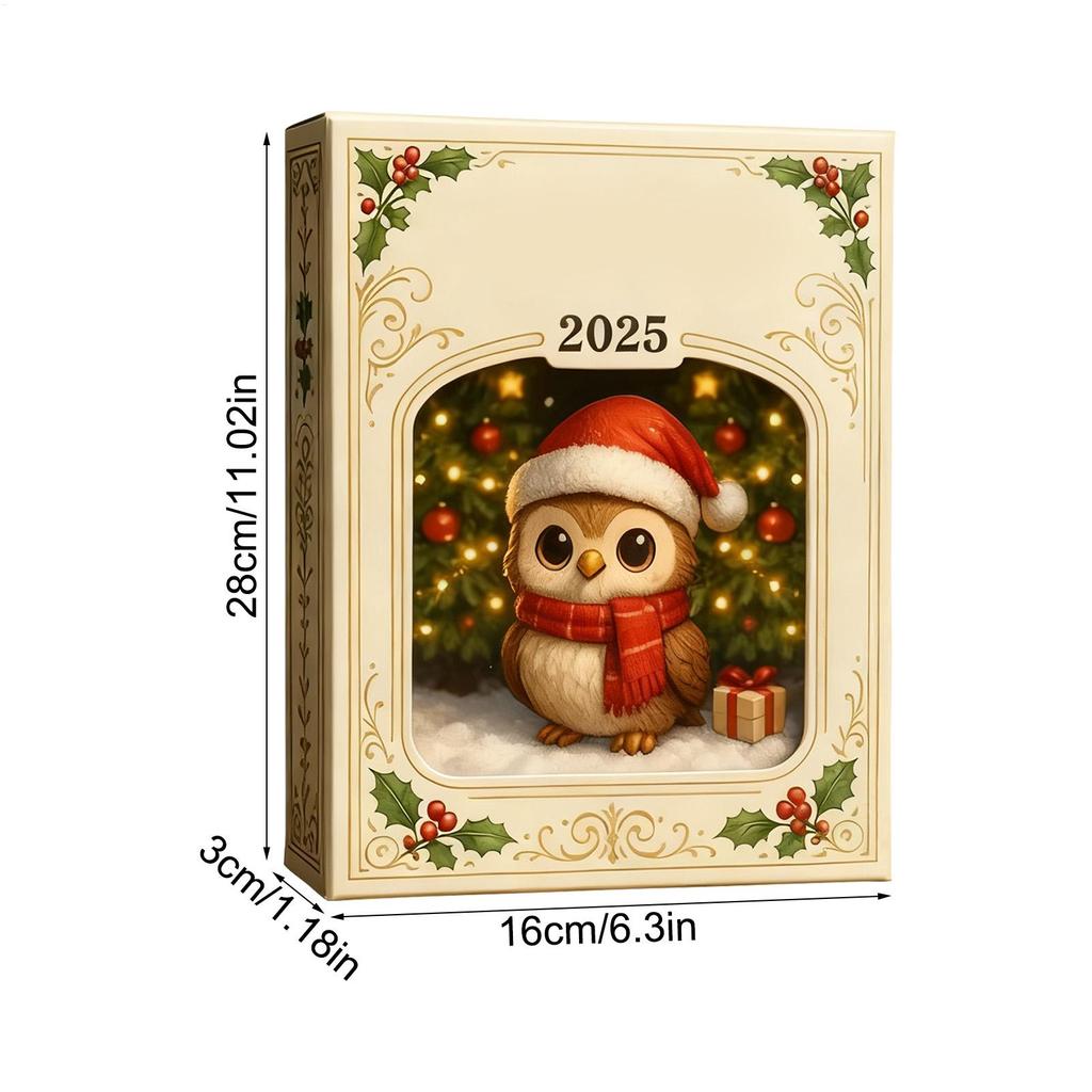 2025 Рождественский календарь обратного отсчета 2D Плоский акриловый орнамент на животную тематику 24 дня Совиный орнамент Календарь обратного отсчета для мужчин женщин