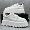 Fashion Men's Platform Sneakers Luxury Leather Casual Shoes Thick Soled Height Increasing Shoe Punk Style Skateboard Shoes for Men Tenis
