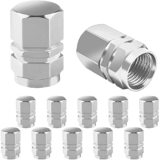 Car Tire Valve Stem Cap, 12 Pcs Wheel Valve Covers, Leak-Proof Air Caps Cover, Airtight Aluminum Alloy Hexagon Shape Tyre Accessory, Universal for