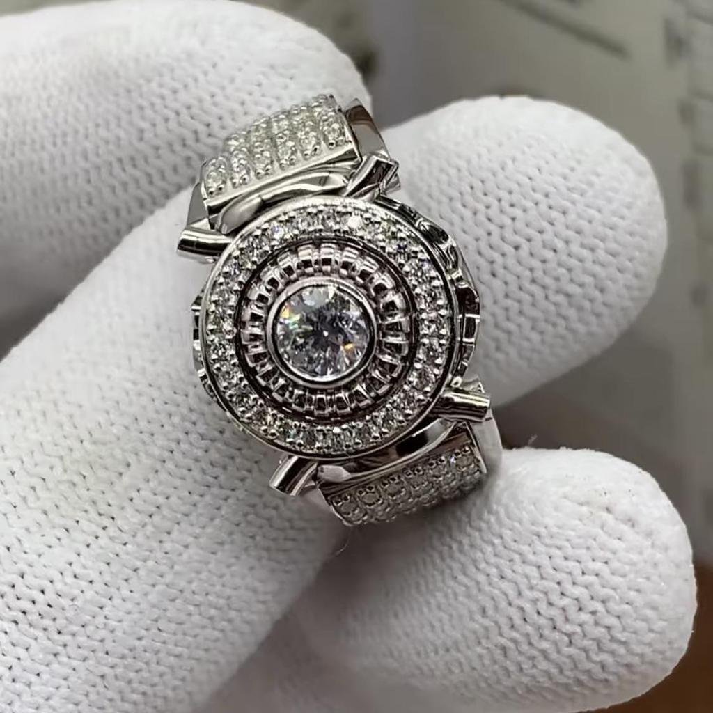 Роскошное мужское кольцо «Три героя» с инкрустацией белым цирконом - Европейский и американский стиль, помолвочное/свадебное ювелирное изделие