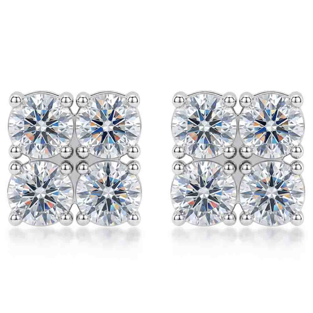 WUIHA Vintage 100% 925 Sterling Silver VVS1 D Color Real GRA Moissanite Diamonds Wedding Engagement Studs Earrings Fine Jewelry