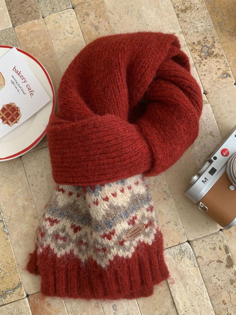 Шерстяной вязаный шарф Fair Island для женщин, осенне-зимний, теплый, студенческий, рождественский, шерстяной шарф