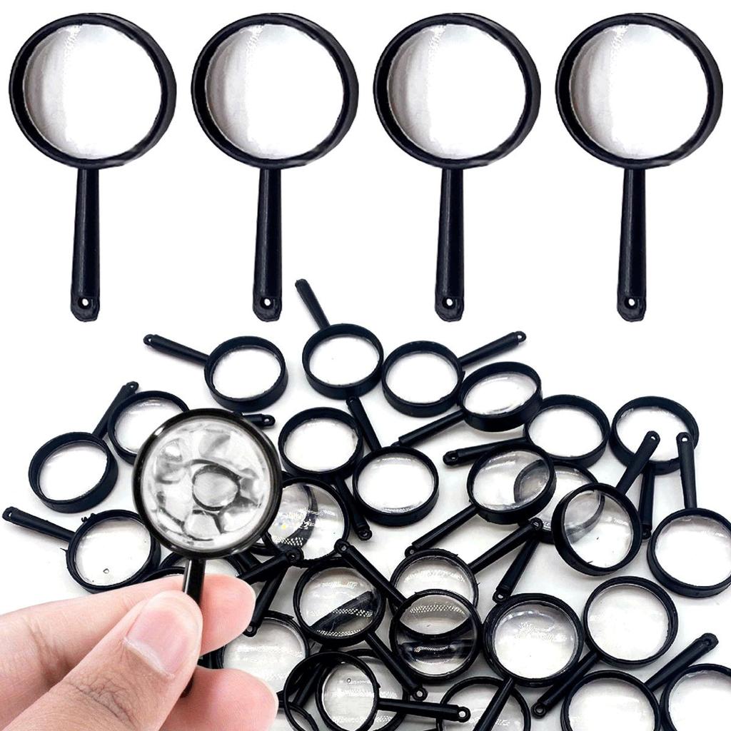 26Pcs 5cm Black Plastic Magnifiers - Portable Handheld Magnifying Glasses for Science Education, Outdoor Field  ZSY