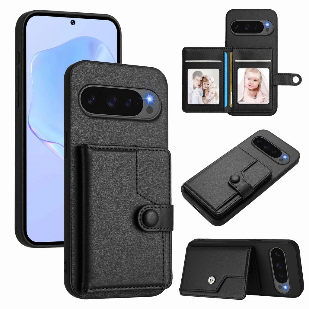 For Google Pixel 10 Pro/Google Pixel 10 Case RFID Blocking Card Holder Kickstand TPU + PU Leather Phone Back Cover