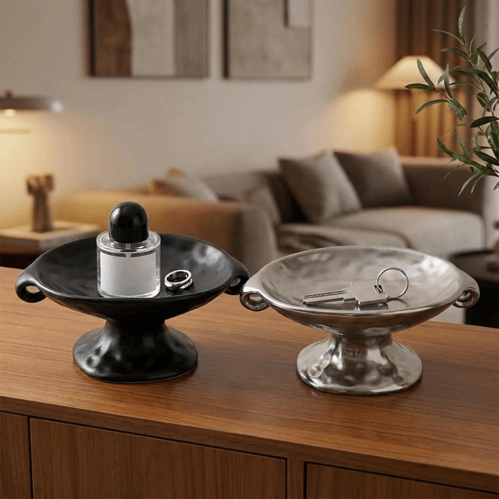 Ceramic Aromatherapy Jewelry Tray Silver Jewelry Storage Tray Candlestick Holder Bathroom Storage