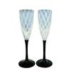 Hirota Glass Romantic Flute Wine Checkered Polka Dot Pair Hirota Glass Modern Retro Glass Pair of Made In Japan [Taisho Glasses, & Design, Set, 78723]