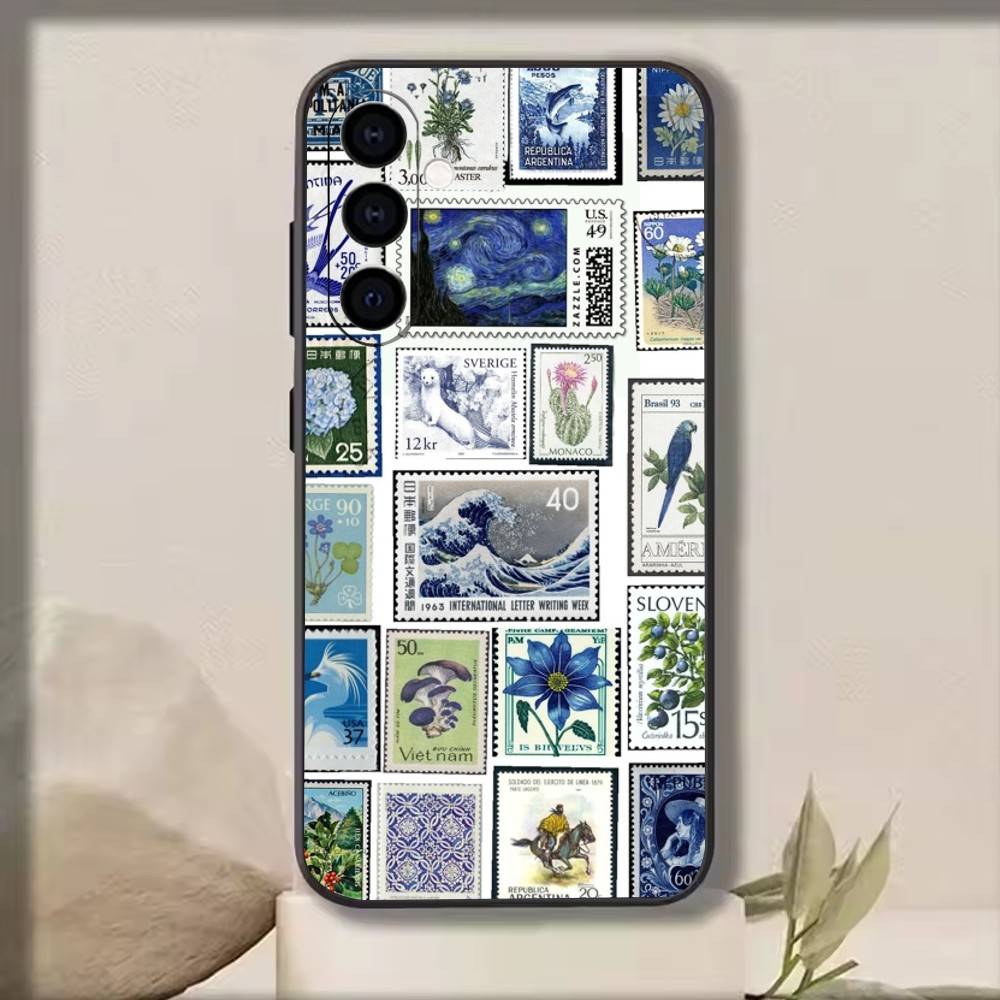 Ретро Штамп Чехол для телефона Samsung Galaxy A73, A72, A71, A70, A53, A52, A51, Мягкий силиконовый черный чехол