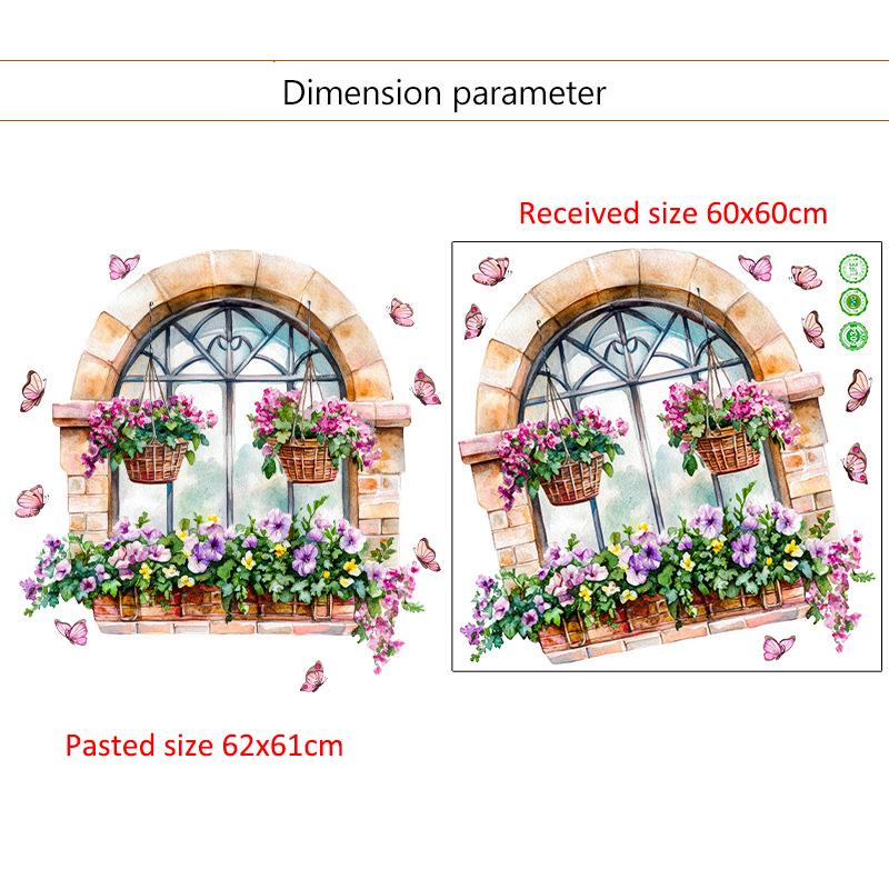 3D Наклейка на стену в виде фальшивого окна, самоклеящаяся, наклейка с цветком и бабочкой на подоконник для украшения гостиной, спальни, домашнего декора