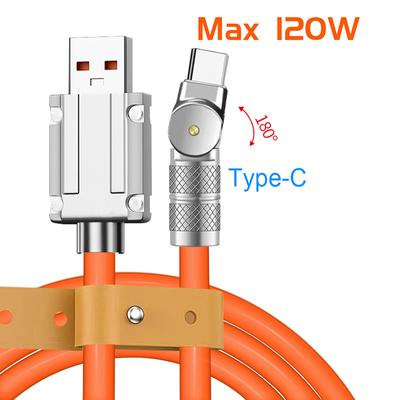 120 Вт 7A кабель USB Type C для быстрой зарядки, поворотный на 180 градусов, игровой кабель для Xiaomi Redmi Honor, зарядное устройство для телефона, кабель USB C