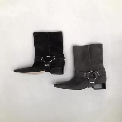 Модные ретро ботильоны челси на толстом каблуке-рюмочке, модные ботинки на осень-зиму, новые рыцарские ботинки с квадратным носком, женская обувь