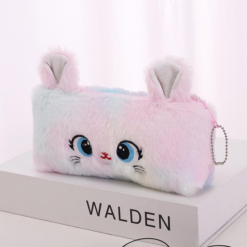 Adorable Kitten Plush Pencil Bag with Large Capacity – Girlish Heart Pencil Case