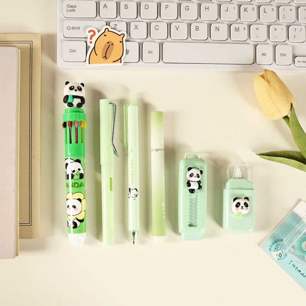 Portable Stationery Set 6-in-1 Ballpoint Pen Durable Pencil Eraser Students Gift