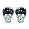 [L6725] - Silver Earrings 'Skull' Black Silver (rhodium Plated) - 7x5 Mm