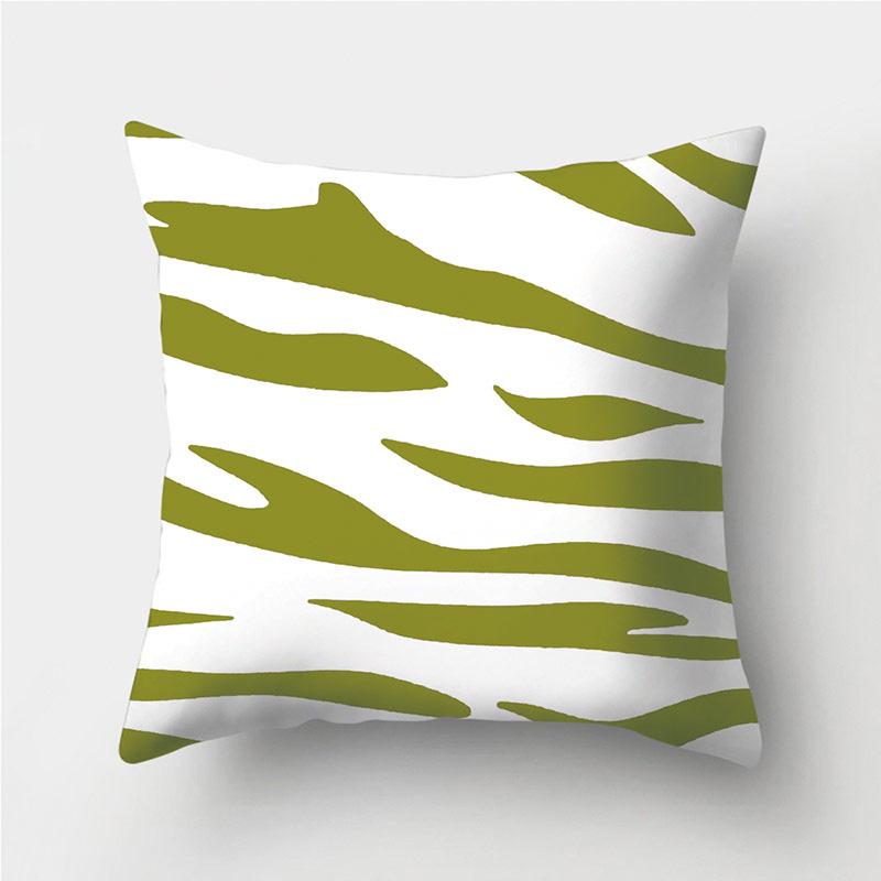 Green Geometric Pattern Throw Pillowcase Home Decor Square Wave Print Pillowcase Sofa Bed Decorative Pillowcase