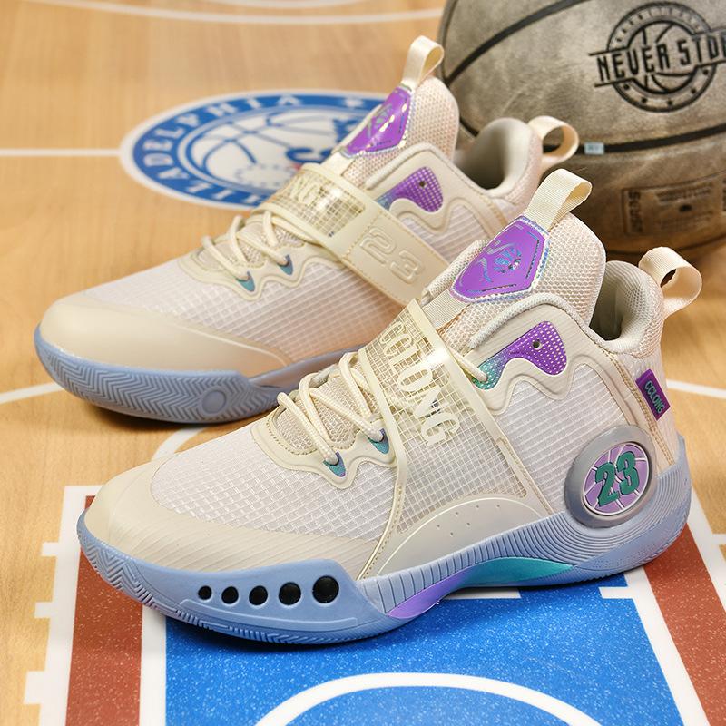 New Fashion Lightweight Running Shoes Medium Top Platform Student Sports Shoes Actual Combat Shock Absorption Mandarin Duck Basketball Shoes Training