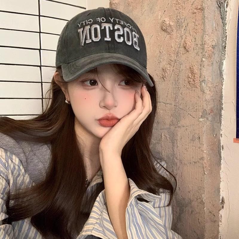 Американская ретро бейсболка женская весна лето вышивка универсальный лицо маленькая широкополая кепка большая окружность головы
