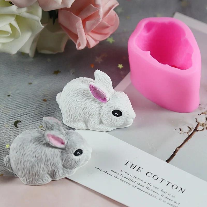 3D Rabbit Mold Silicone Candle Mold Easter Bunny Cake Mold Cake Chocolate Dessert Silicone Mould Mousse Cookie Making
