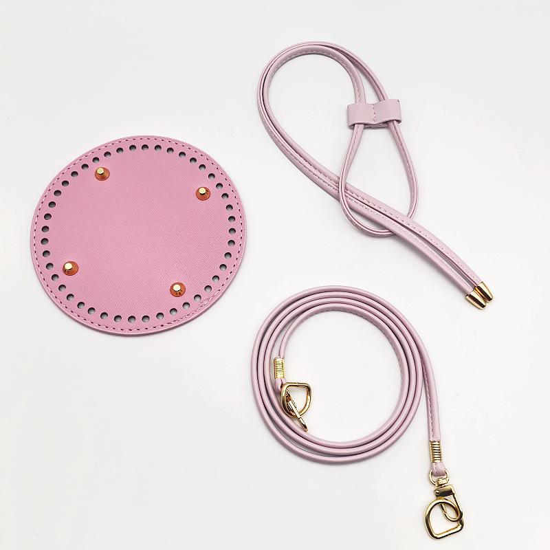 3-Piece DIY Handmade Woven Bucket Bag Set: PU Material Bottom Plate, Drawstring, and Shoulder Strap Accessories