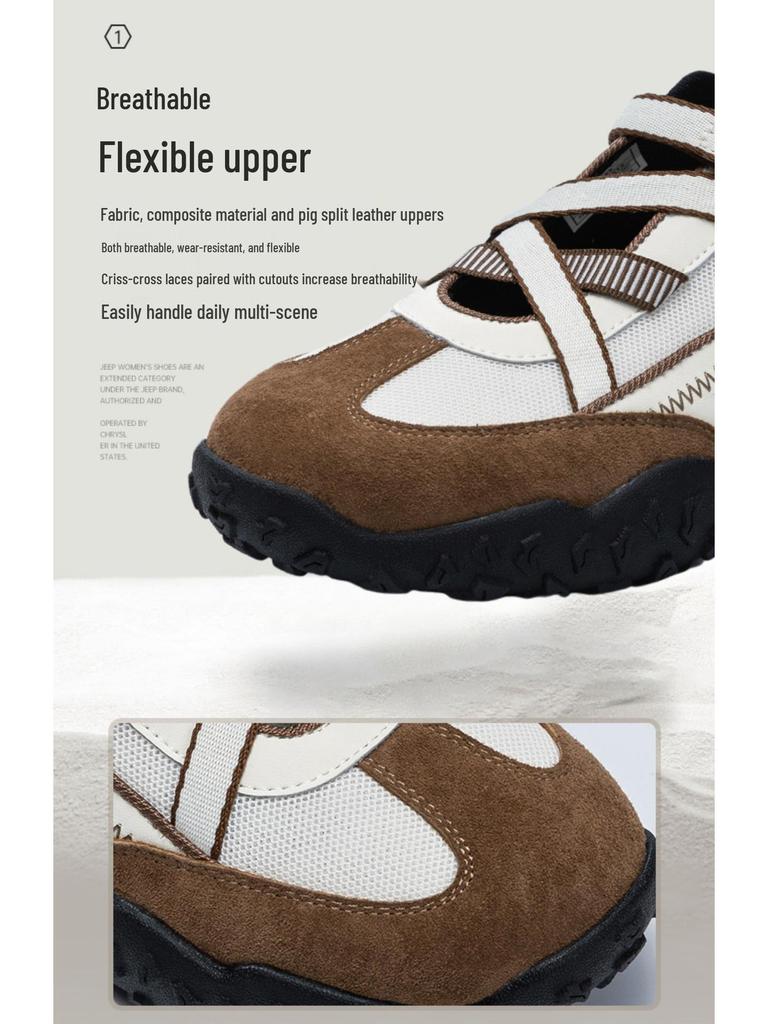 Женские походные туфли Mary Jane Jeep Niche Design 2025 - С толстой подошвой, Низкие уличные кроссовки