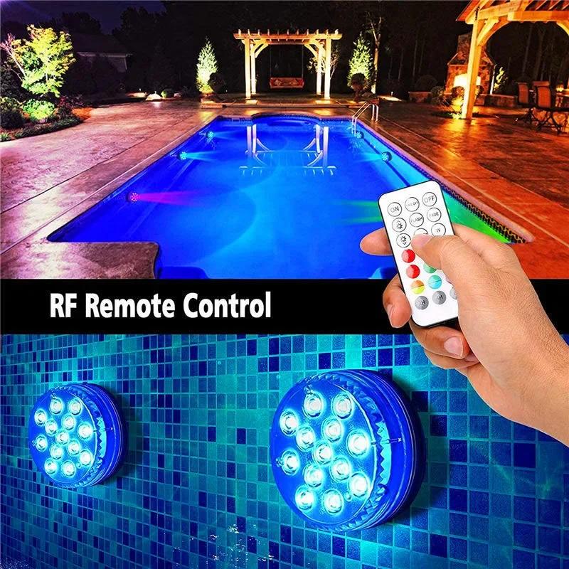 RGB светодиодный погружной светильник, подводный ночник, на батарейках, садовый светильник для бассейна, для свадебной вечеринки, вазы, чаши