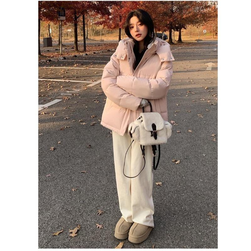 Зимняя короткая пуховая куртка женская свободного кроя утолщенная теплая куртка-пуховик повседневная парка