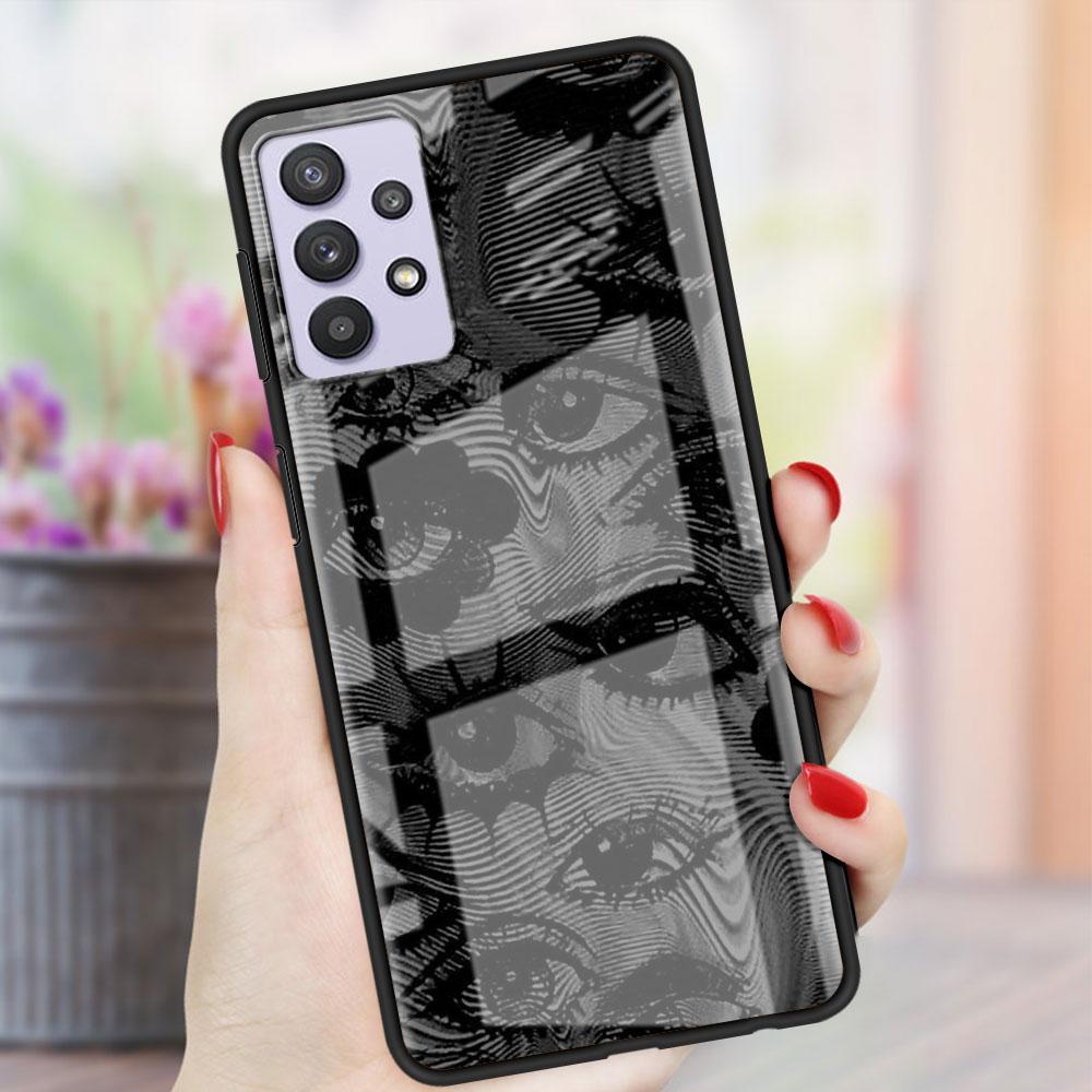 Стеклянный чехол со страшным лицом и глазами, смайликом для Samsung Galaxy A52 A71 A50 A51 A70 A21s A31 A72 A10 A12 A30 A22 5G, чехол для телефона