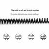 2-core 0.5 sq mm + 4-strand aluminum foil shielded spring retractable cable, 6.5MM diameter, wear-resistant.