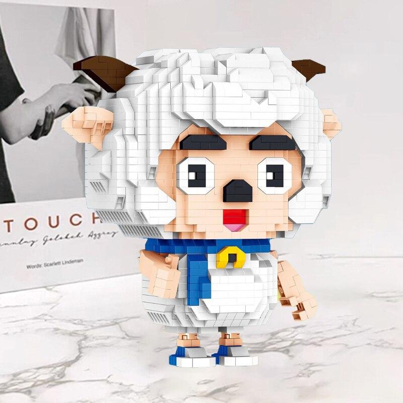 Lezi 8182 Lucky Smart Sheep Stupid Wolf мультфильм животных монстр домашнее животное мини алмазные блоки кирпичи строительные игрушки для детей без коробки