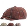 Твидовый берет с язычком из утиного язычка Твидовая шляпа Зимняя восьмиугольная кепка Шляпа для мужчин среднего возраста