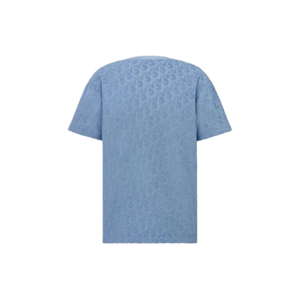 DIOR T-Shirts Men's Blue Crew Neck Moderate 113J692A0614-C520