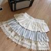 Японская мягкая милая юбка в полоску для девочек Rivet Kawaii Cake Cross Короткая юбка Y2k кружева Тонкий модный дизайн Пышные юбки Повседневная