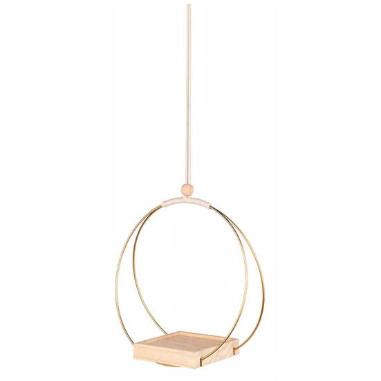 Подвесная подставка для растений, универсальный держатель для цветочных горшков с деревянным основанием, компактный держатель для растений в помещении