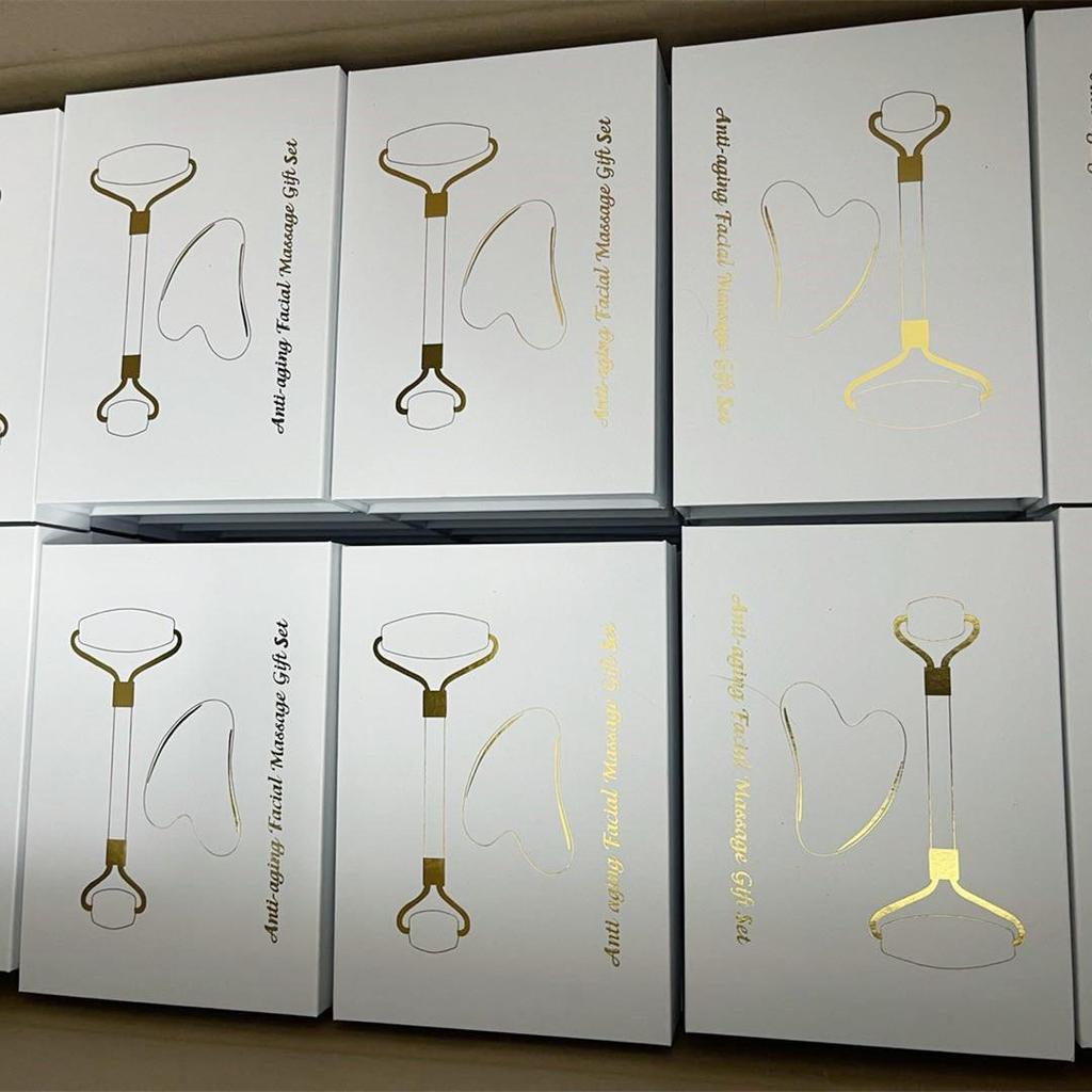 Массажер для красоты Xiuyan Jade и набор роликов из розового кварца с кристальной скребковой пластиной в подарочной коробке