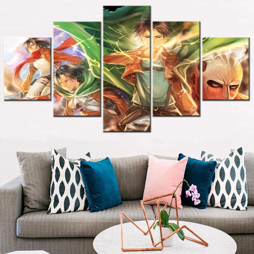 Canvas Pictures Home Decoration For Living Room Wall Art 5 Pieces Japan Anime Attack On Titan Paintings Modern HD Prints Posters No Frame