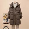 New down jacket women's medium and long fashion foreign style white duck down hooded loose warm winter tide
