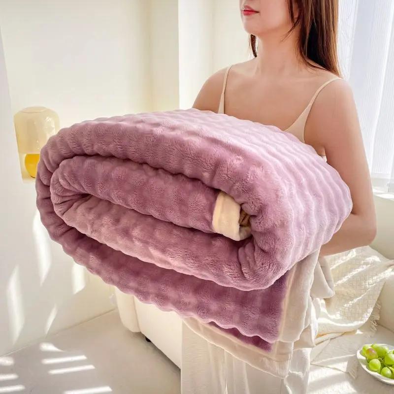 2024 New Class A Tokas Rabbit Plush Multifunctional Warm Blanket Warm Heating Fine Edging