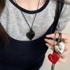 Кожаное ожерелье в форме сердца в корейском стиле — регулируемый модный аксессуар для осени/зимы.