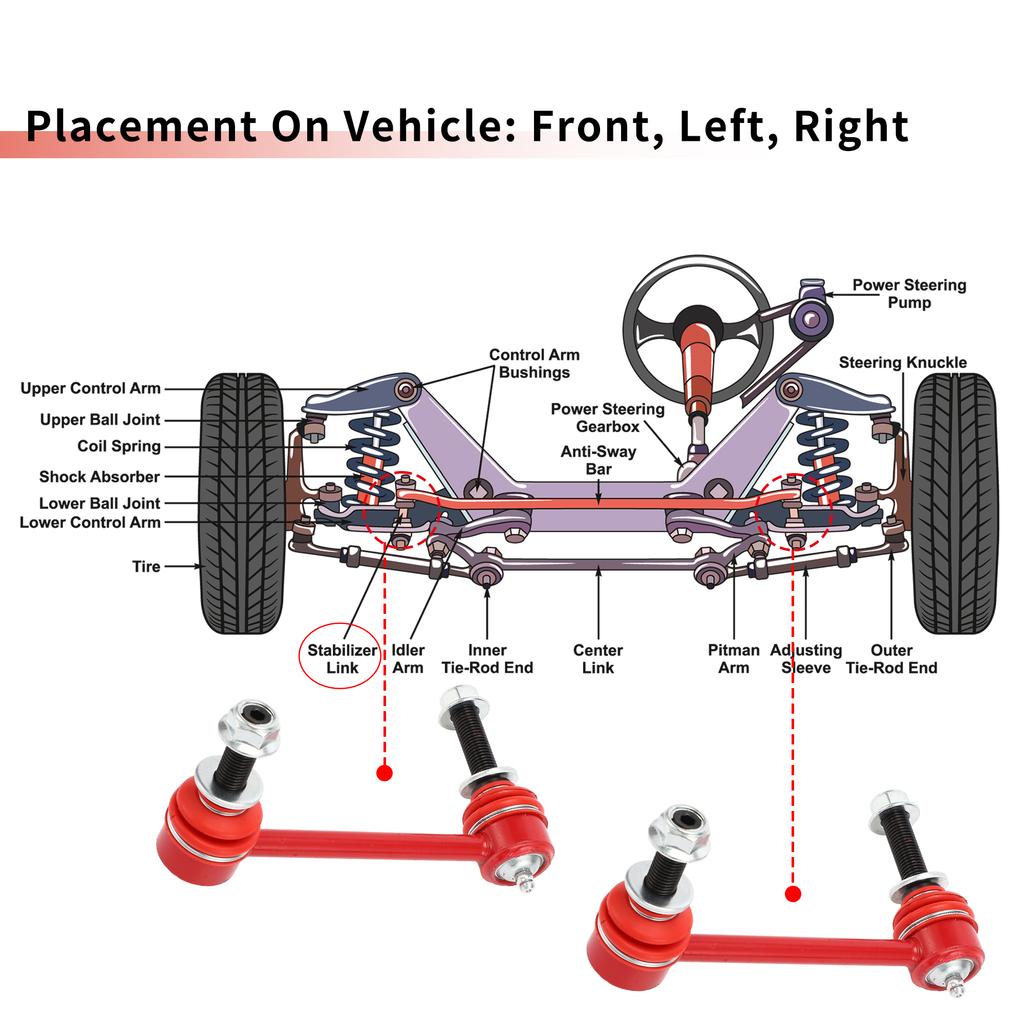 UXCELL 2pcs Front Sway Bar Links Stabilizer Link Kit for Toyota Tacoma 2WD 4WD 05-17