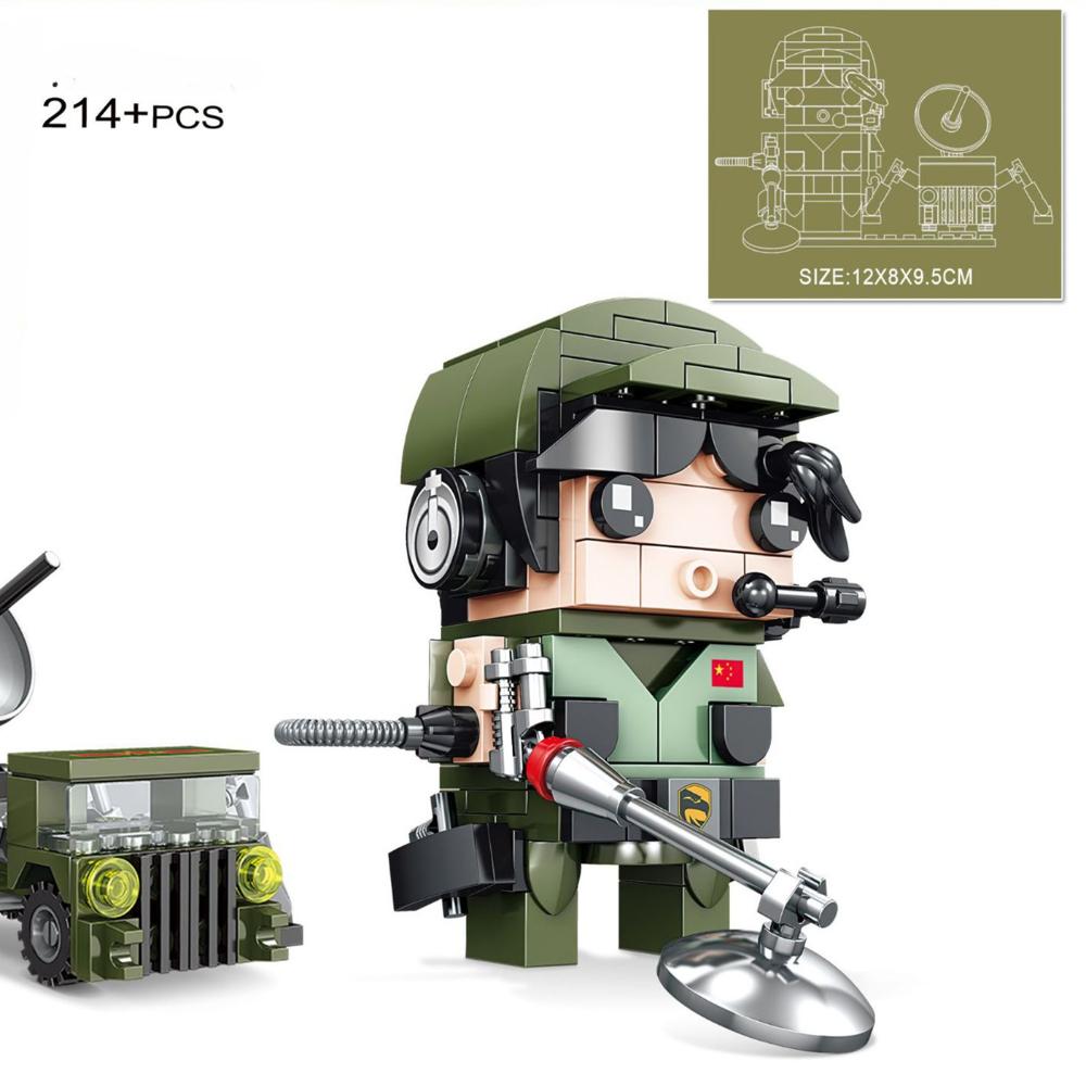 KAZI Military Man Vehicle Compatible Assembly Building Block Model Logistics Detection Force Armored Signal Transmitting Kids Toys