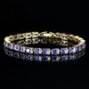 Pera Fashion Серебристый Цвет Ювелирные Изделия Множество Желтых Розовых Фиолетовых Циркониевых Камней Браслет на Квадратной Цепи Типа Теннис для Женщин B022