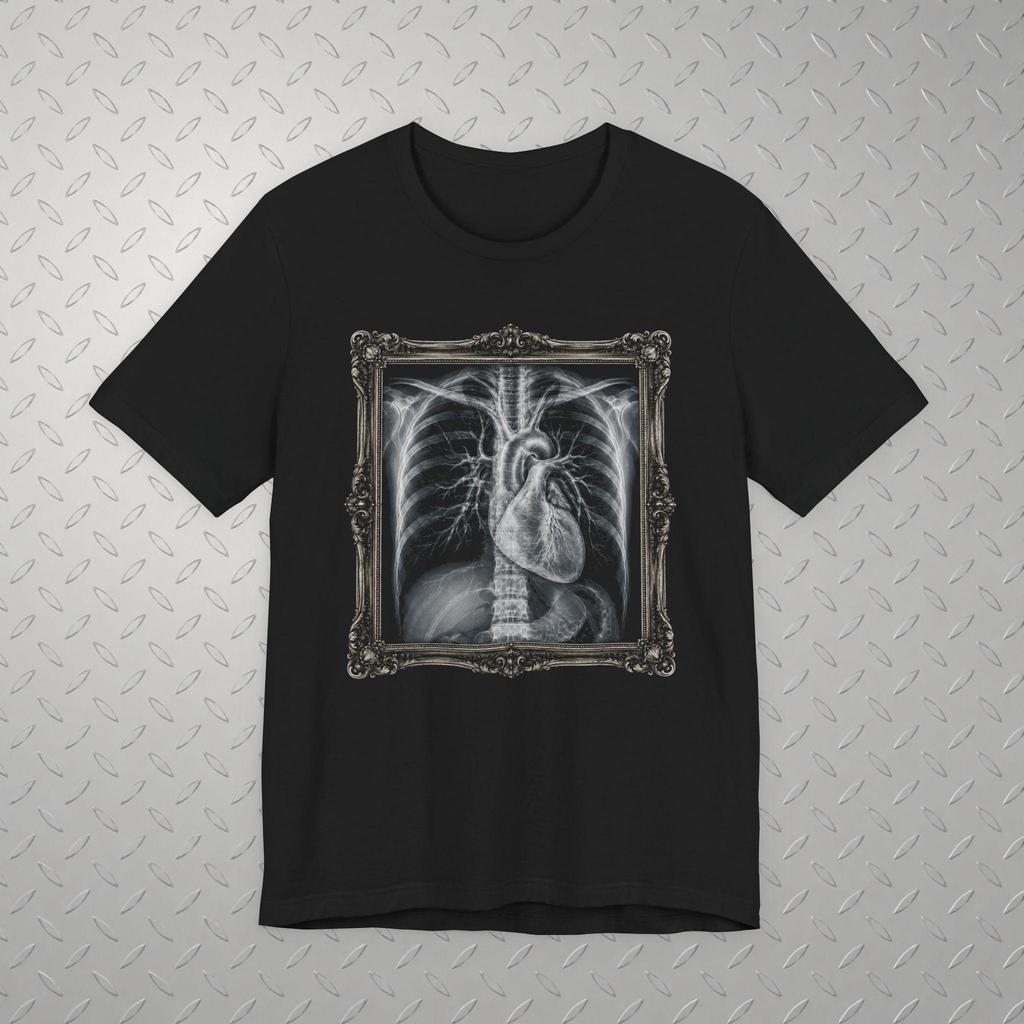 Anatomy Heart Shirt Xray Heart Gothic Frame Black Tee Anatomical Shirt Dark Academia Goth Horror Gift For Nurse Halloween Fans